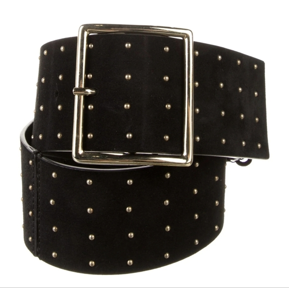 Revolve, Alice + Olivia, New, Black Suede Studded Wide Statement Belt Size XS - Picture 1 of 10
